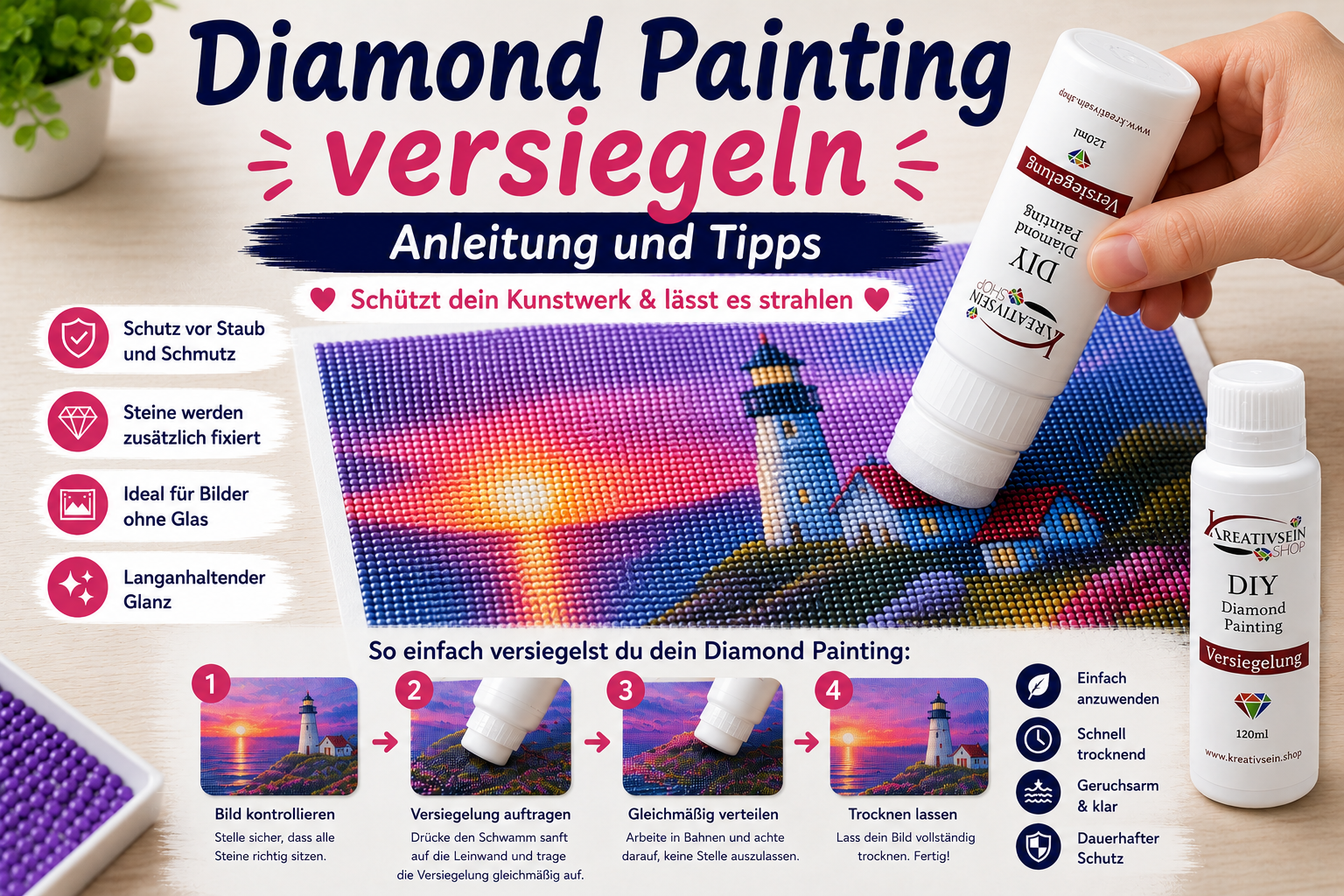 Diamond Painting versiegeln – Anleitung und Tipps - Kreativsein.shop