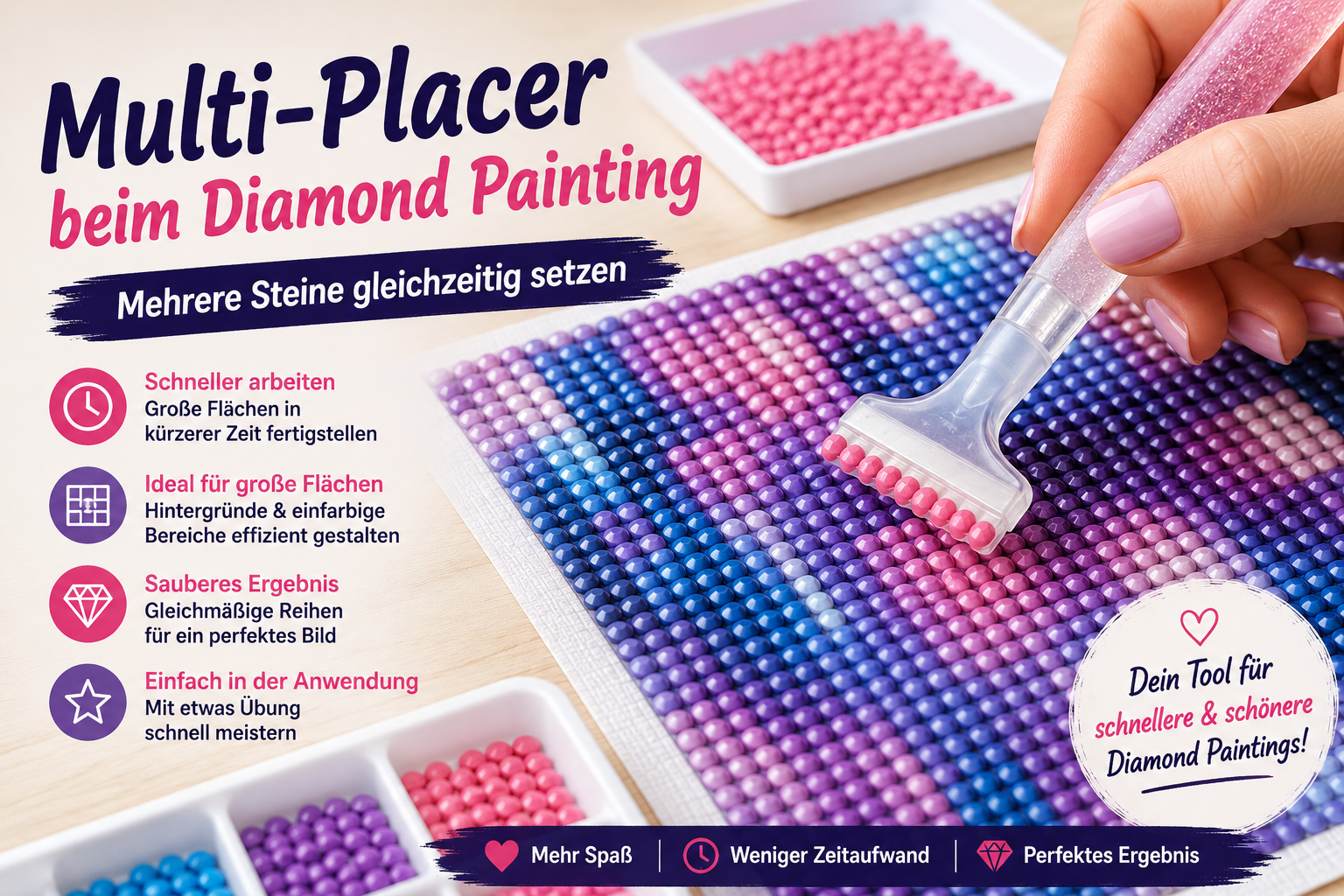 Multi-Placer richtig verwenden beim Diamond Painting - Kreativsein.shop
