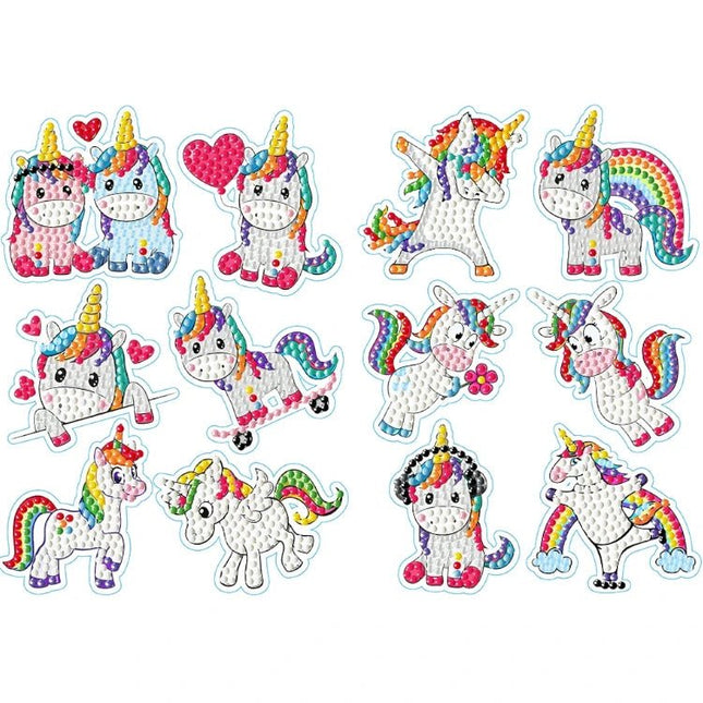 12 x Sticker Einhorn - Diamond Painting