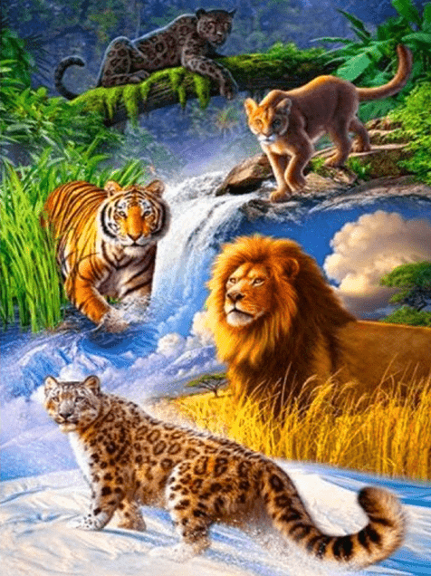 5 Raubkatzen - 5D DIY Diamond Painting