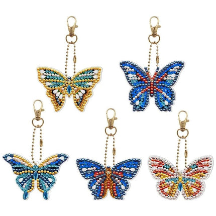 5 x Schmetterling Schlüsselanhänger - Diamond Painting