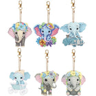 6 x Elefant Schlüsselanhänger - Diamond Painting