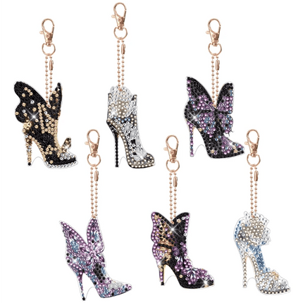 6 x High Heels Schlüsselanhänger - Diamond Painting