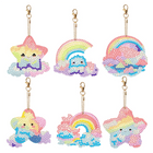 6 x Regenbogen und Stern Schlüsselanhänger - Diamond Painting