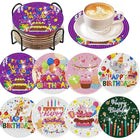 8 x Happy Birthday Untersetzer - Diamond Painting
