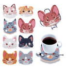 8 x Katz und Maus Untersetzer - Diamond Painting