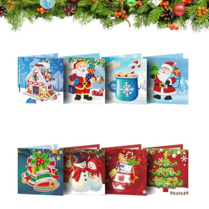 8 x Weihnachtsgrusskarte - Diamond Painting