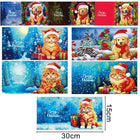 8 x Weihnachtsgrusskarte Katze&Hund - Diamond Painting