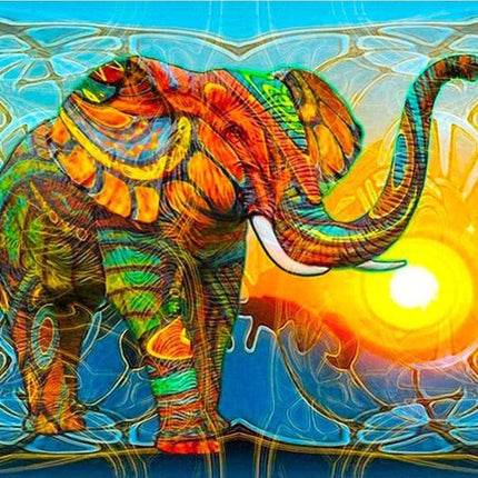 Abstrakter Elefant im Sonnenuntergang - Voll AB 5D DIY Diamond Painting