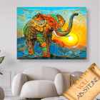 Abstrakter Elefant im Sonnenuntergang - Voll AB 5D DIY Diamond Painting