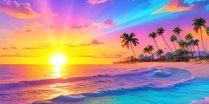Abstrakter Sonnenuntergang am Meer - 5D DIY Diamond Painting