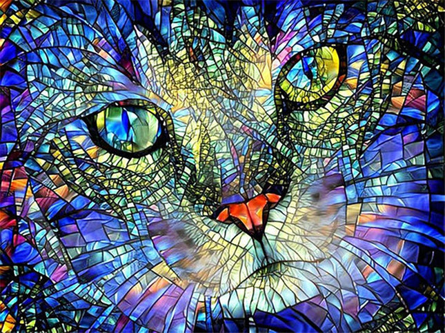 Abstraktes Katzengesicht - Voll AB 5D DIY Diamond Painting