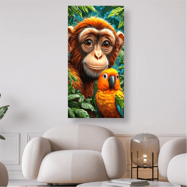 Affe mit Vogel - 5D DIY Diamond Painting