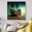 Altes Segelschiff am Strand - 5D DIY Diamond Painting