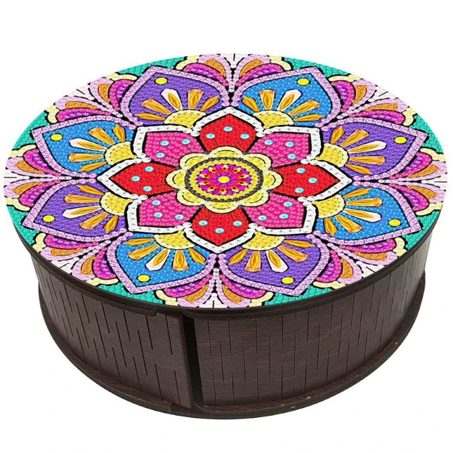 Aufbewahrungsbox rund 4 Fächer Mandala 1 - Diamond Painting
