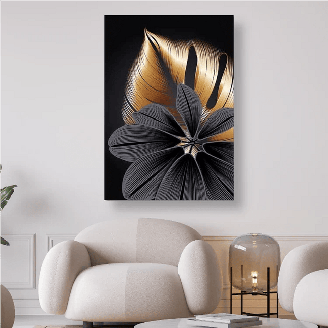 Blätter in Gold und Schwarz - 5D DIY Diamond Painting
