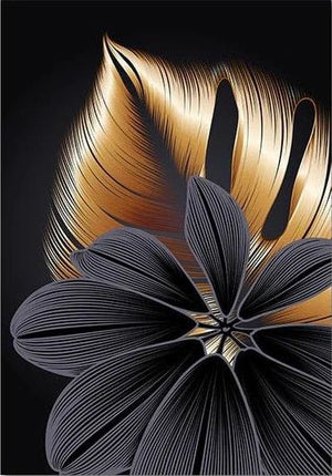 Blätter in Gold und Schwarz - 5D DIY Diamond Painting