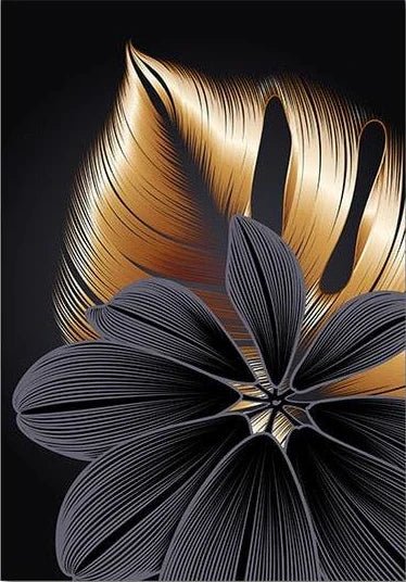 Blätter in Gold und Schwarz - 5D DIY Diamond Painting