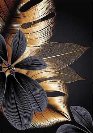 Blätter in Schwarz und Gold - 5D DIY Diamond Painting