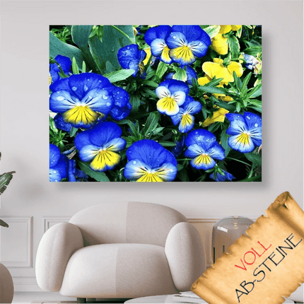 Blau gelbe Stiefmütterchen - Voll AB 5D DIY Diamond Painting