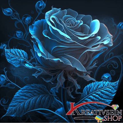 Blaue Rosenblüte - Malen nach Zahlen