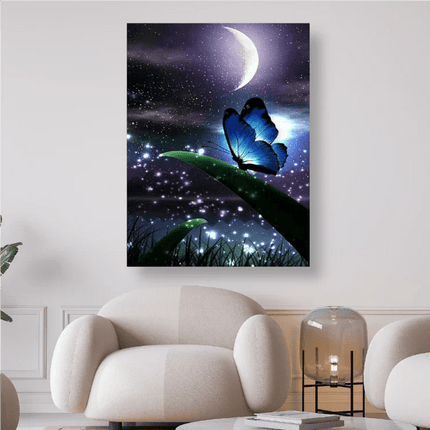 Blauer Schmetterling in der Nacht - 5D DIY Diamond Painting