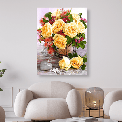Blumenstrauss mit gelben Rosen - 5D DIY Diamond Painting