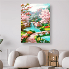 Blütenzauber die Natur erwacht, Fluss mit Wasserfall - 5D DIY Diamond Painting