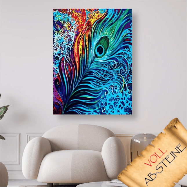 Bunte Pfauenfeder - Voll AB 5D DIY Diamond Painting