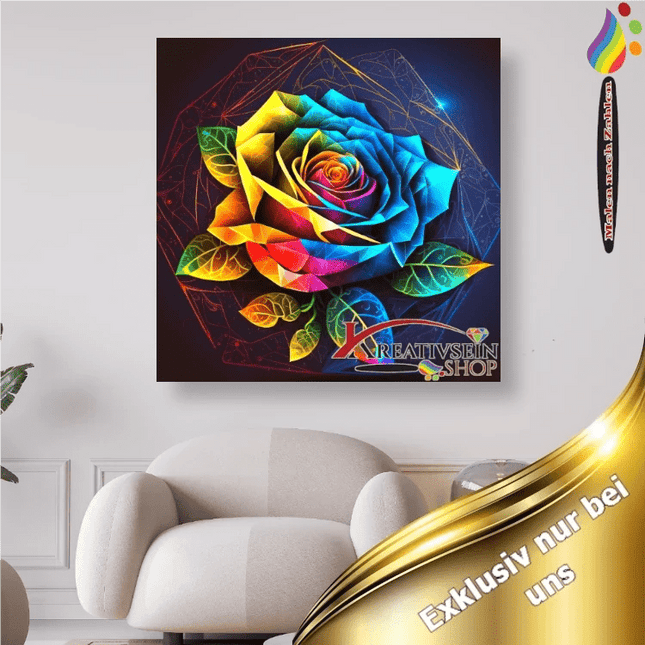 Bunte Rosenblüte - Malen nach Zahlen