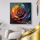 Bunte Rosenblüte mit Tropfen - Malen nach Zahlen
