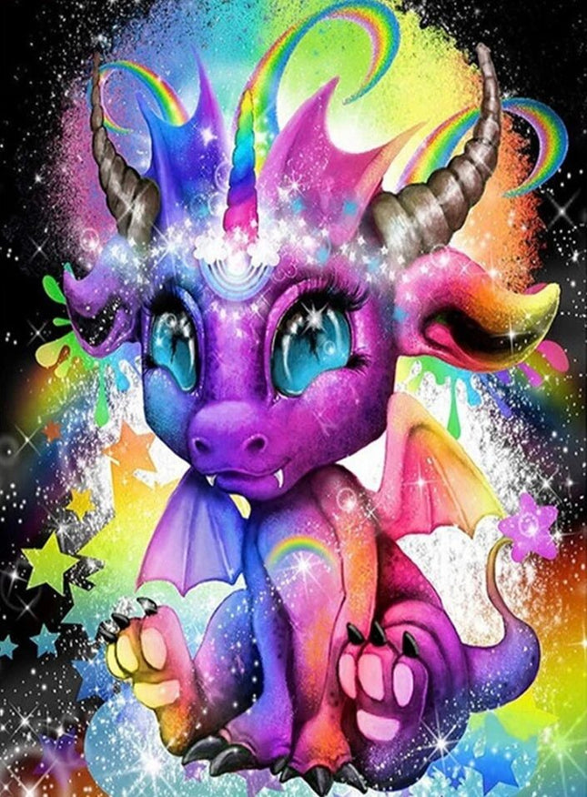 Bunter Drache - Voll AB 5D DIY Diamond Painting
