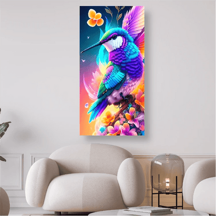 Bunter Kolibri mit Blumen - 5D DIY Diamond Painting