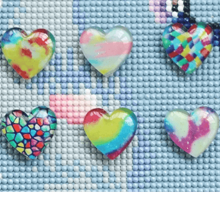 Cover Minder bunte Herzen - Diamond Painting
