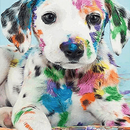 Dalmatiner Welpe bunt angemalt - 5D DIY Diamond Painting