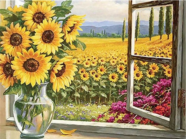 Das Sonnenblumenfeld - Voll AB 5D DIY Diamond Painting