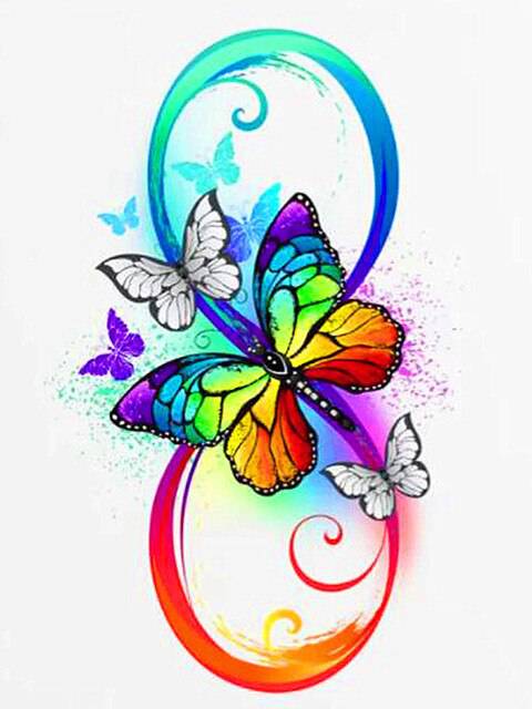 Das unendlichkeits Symbol mit Schmetterlingen - 5D DIY Diamond Painting