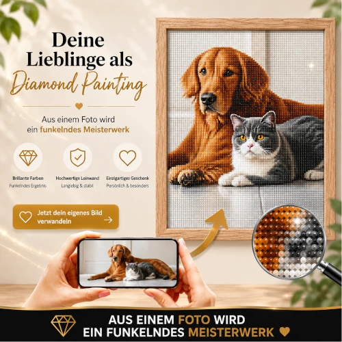Das Bild oder Foto von deinem Haustier als Diamond Painting personalisieren