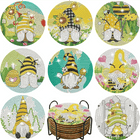 Diamond Painting Untersetzer Gartenzwerge 8er Set DIY Bastelset