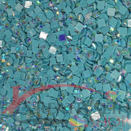 DMC 597 Turquoise - eckige Steine - Aurora Borealis (AB) - Diamond Painting