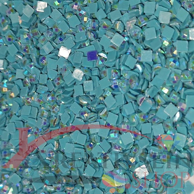 DMC 597 Turquoise - eckige Steine - Aurora Borealis (AB) - Diamond Painting