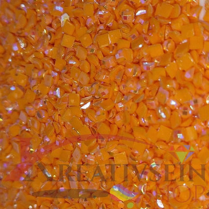 DMC 741 Tangerine MED - eckige Steine - Aurora Borealis (AB) - Diamond Painting