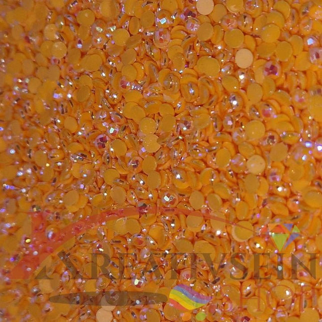 DMC 742 Tangerine LT - runde Steine - Aurora Borealis (AB) - Diamond Painting