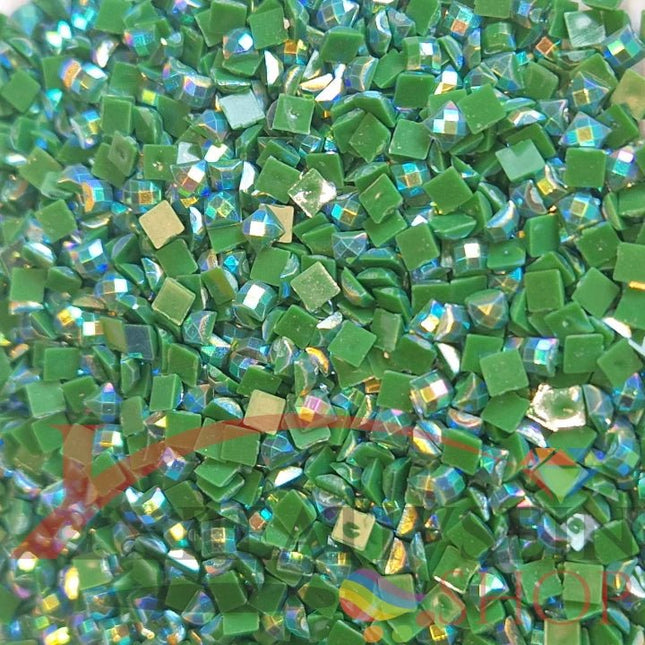 DMC 904 Parrot Green VY DK - eckige Steine - Aurora Borealis (AB) - Diamond Painting
