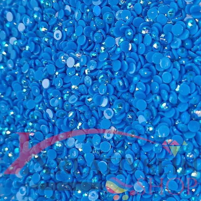 DMC 995 Electric Blue DK - runde Steine - Aurora Borealis (AB) - Diamond Painting