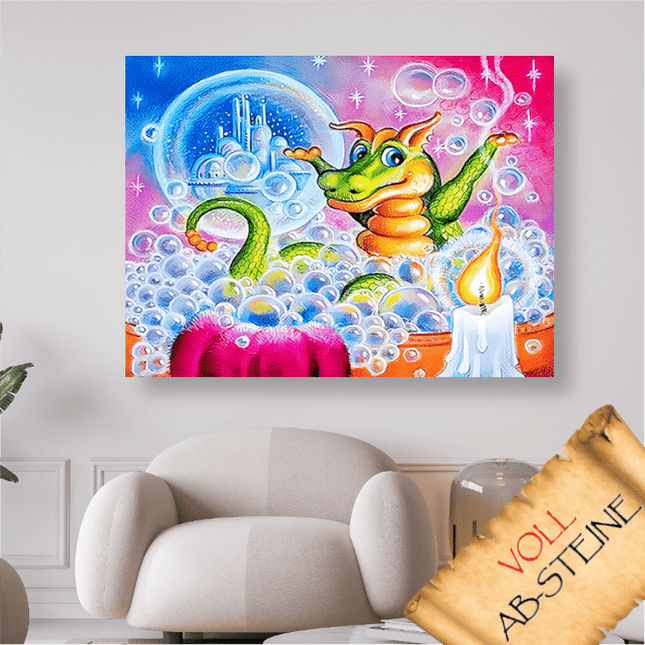 Drache im Blasenbad - Voll AB 5D DIY Diamond Painting