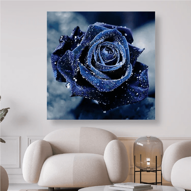Dunkelblaue Rosenblüte - 5D DIY Diamond Painting