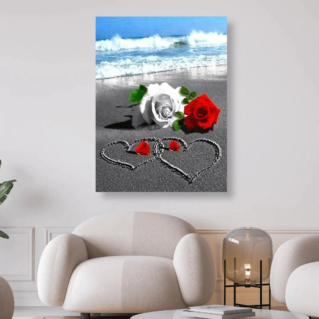 Eine romantische Liebeserklärung am Meer mit Rosen - 5D DIY Diamond Painting