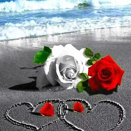Eine romantische Liebeserklärung am Meer mit Rosen - 5D DIY Diamond Painting