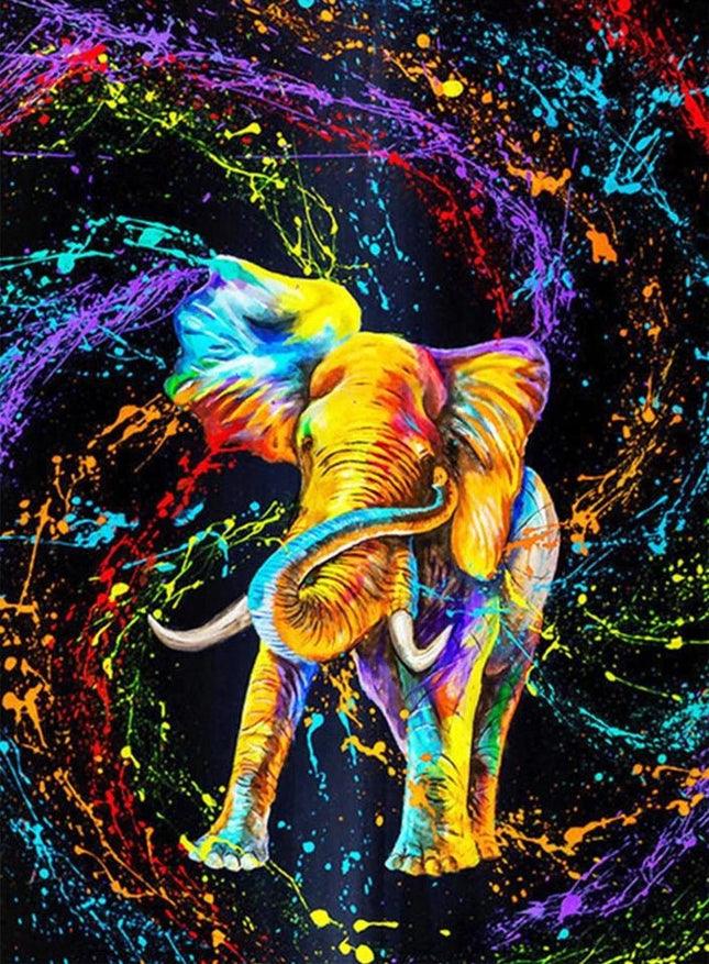 Elefant mit Farbenwirbel - Voll AB 5D DIY Diamond Painting